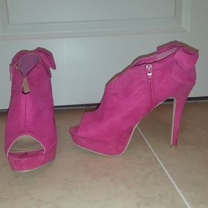 Platform Peep-Toe Ankle Boot